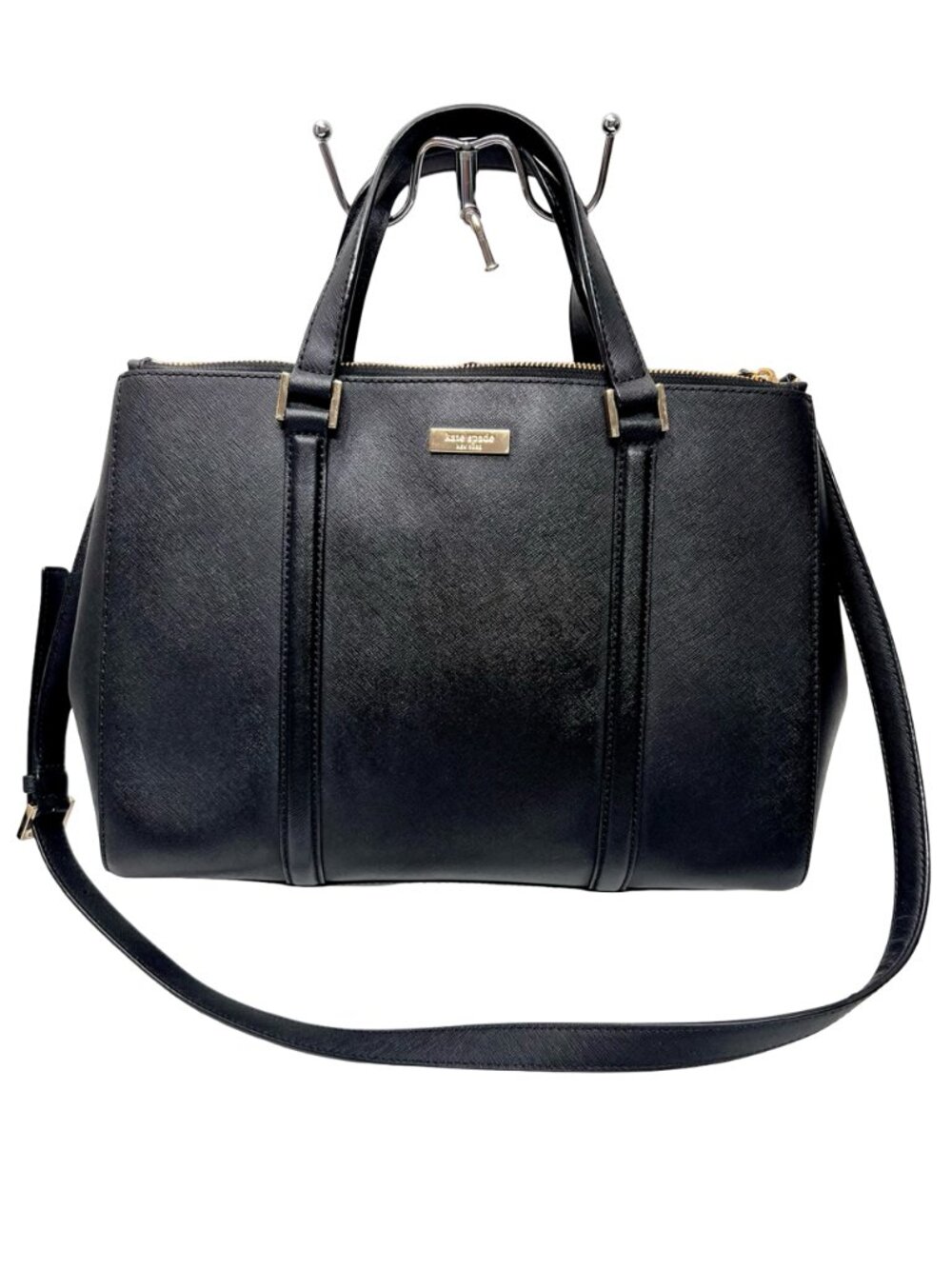 New Kate Spade Newbury Lane Joden Black Saffiano Leather XL Tote Bag+ Pink Scarf - Picture 8 of 16